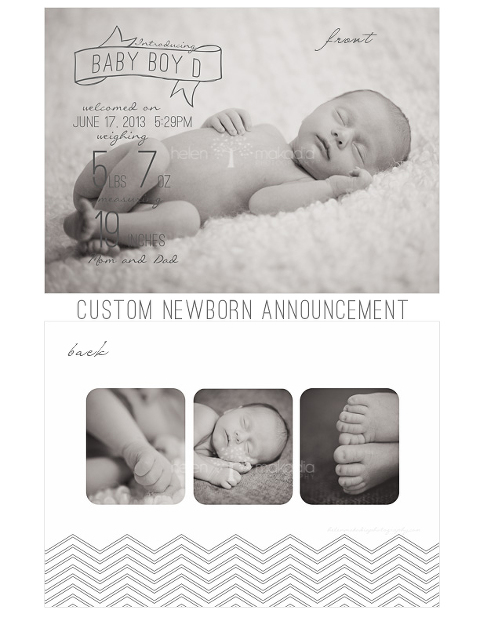 Boston Newborn Photographer Custom Announcement